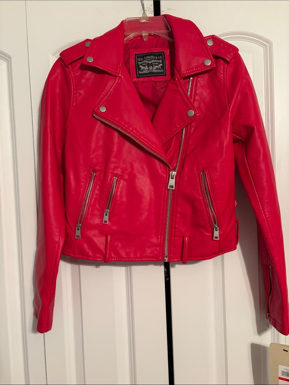 Levi's Bright Red Faux Leather Moto Jacket